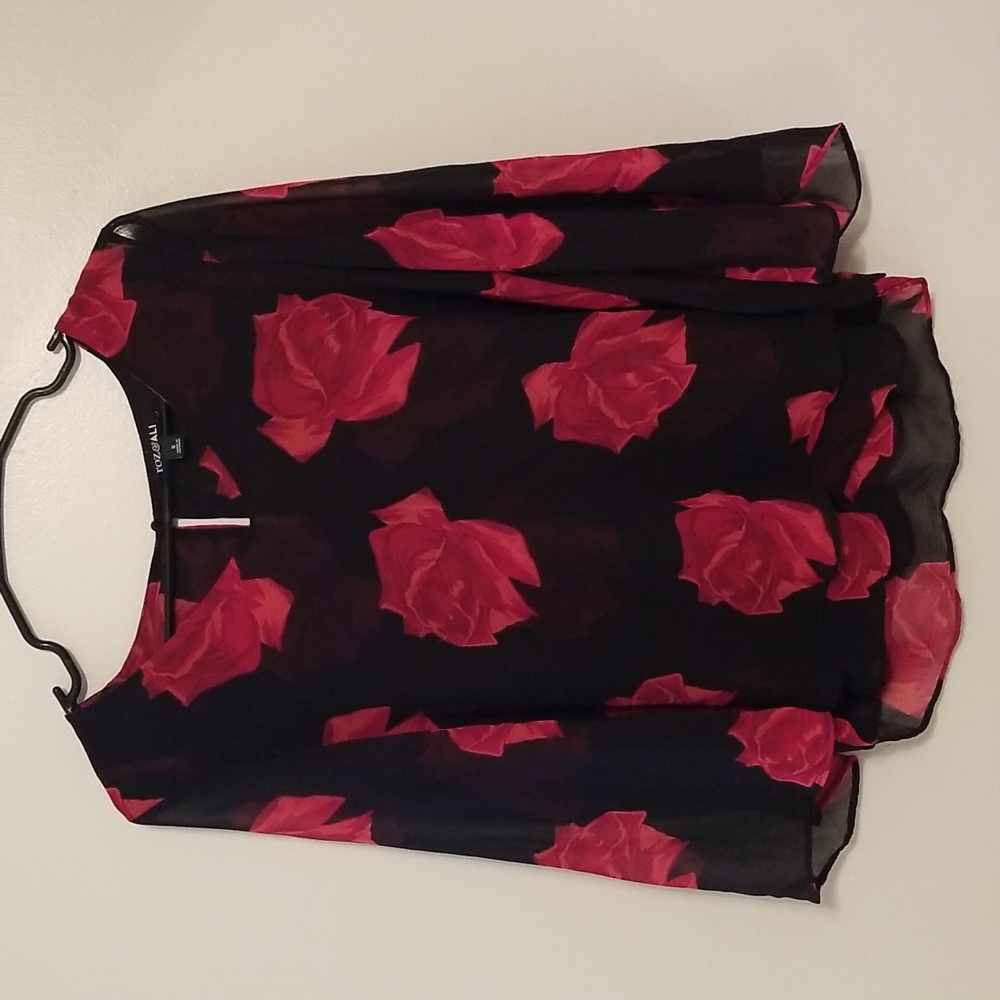 Roz & Ali Black Flowy Dressy Blouse